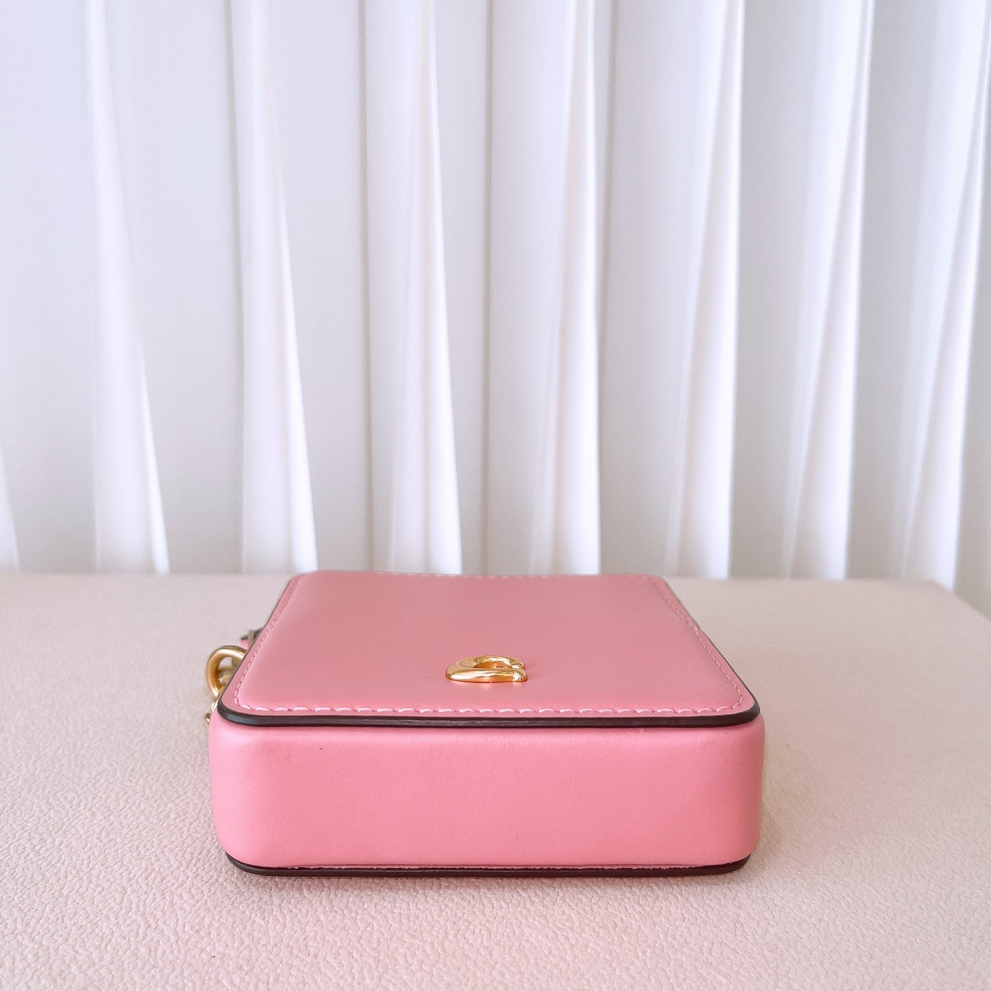 Coach Complimentary Small Chain Wristlet In Brass/bubblegum