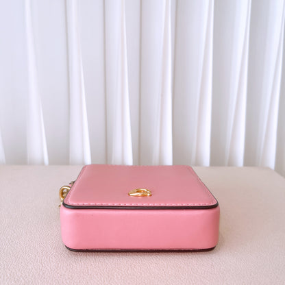 Coach Complimentary Small Chain Wristlet In Brass/bubblegum