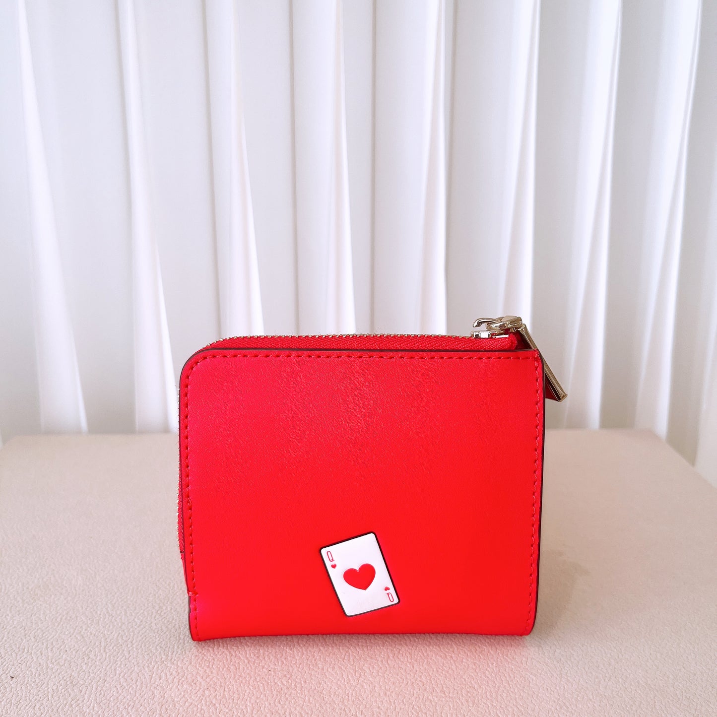 Kate Spade Lucky Draw Small L-zip Bifold Wallet Red Leather