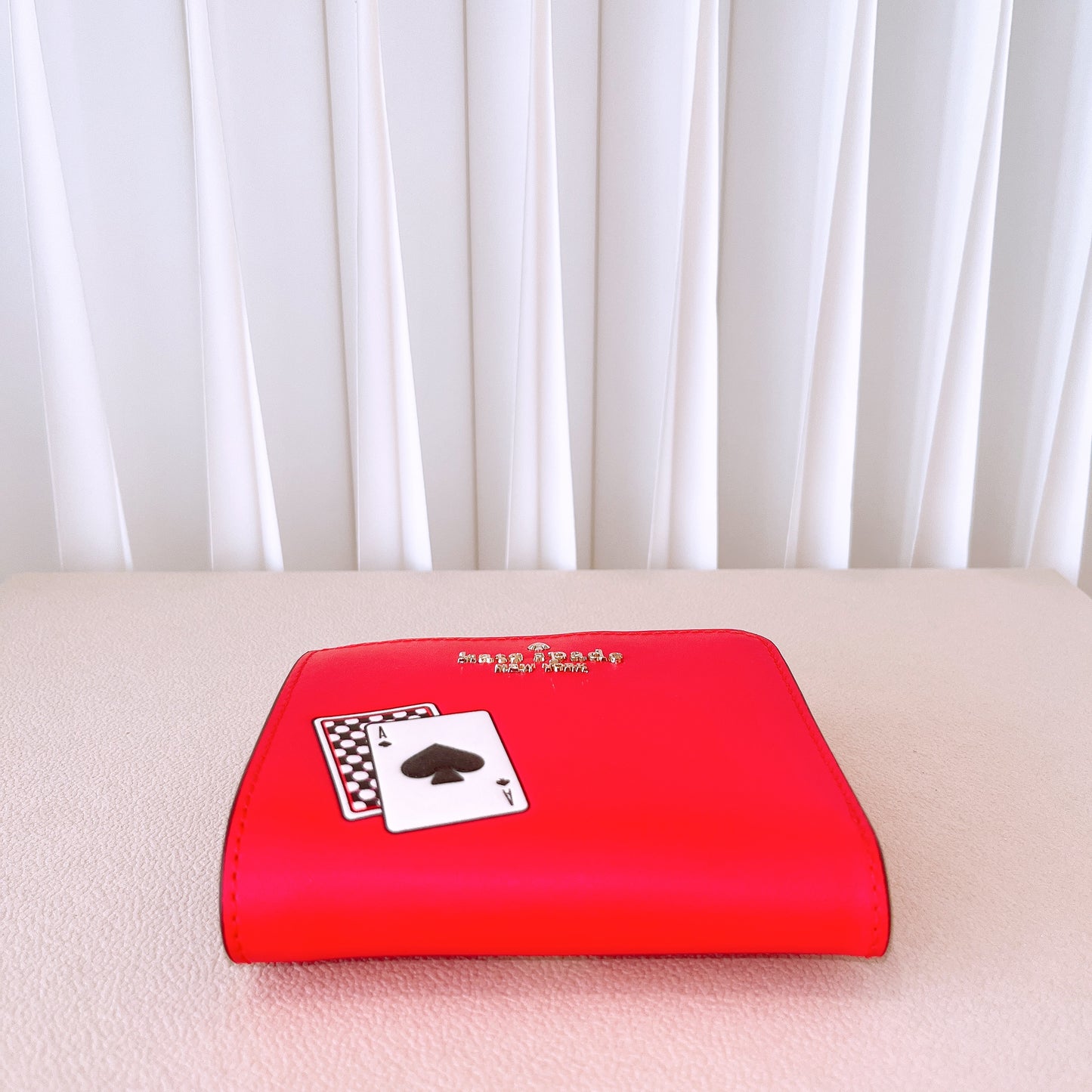 Kate Spade Lucky Draw Small L-zip Bifold Wallet Red Leather