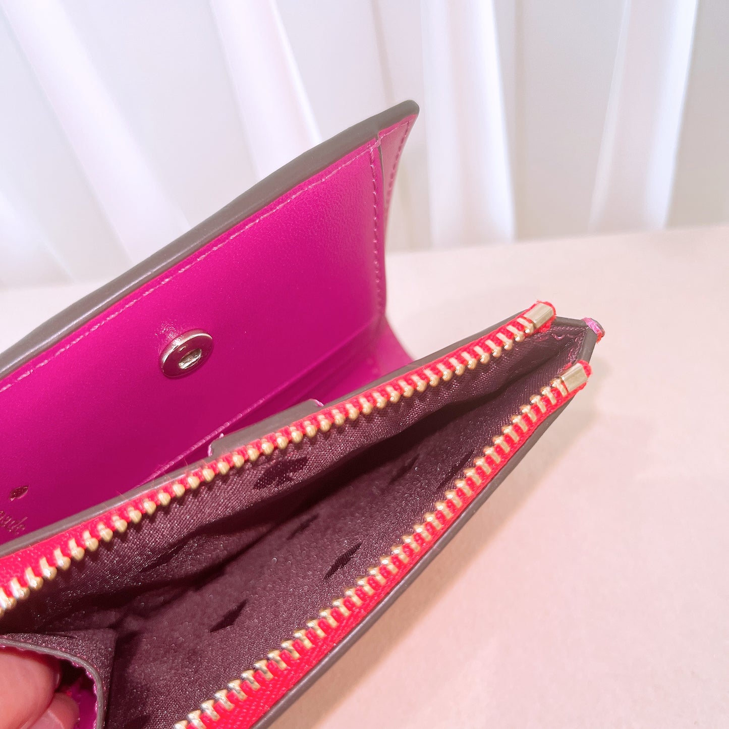 Kate Spade Lucky Draw Small L-zip Bifold Wallet Red Leather