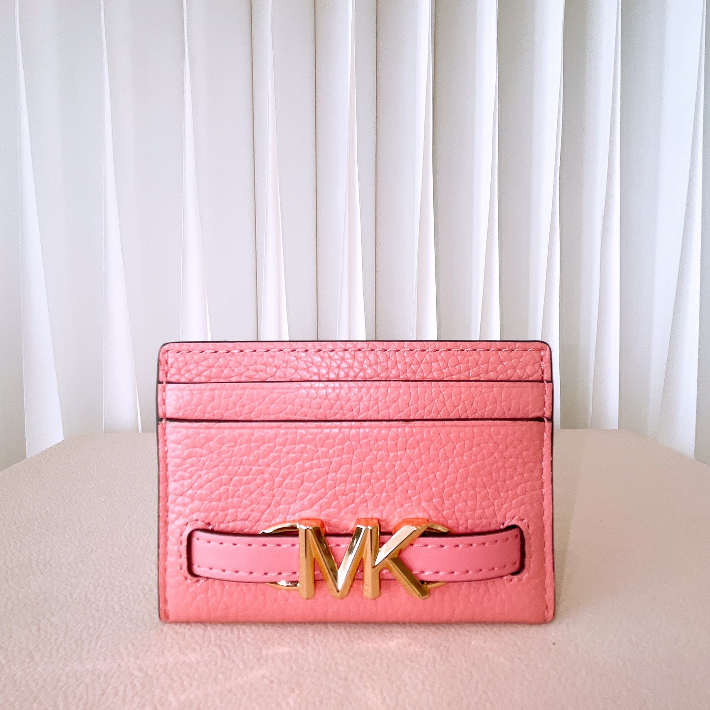 Michael Kors Women's Reed Pebbled Leather Card Case in Primrose