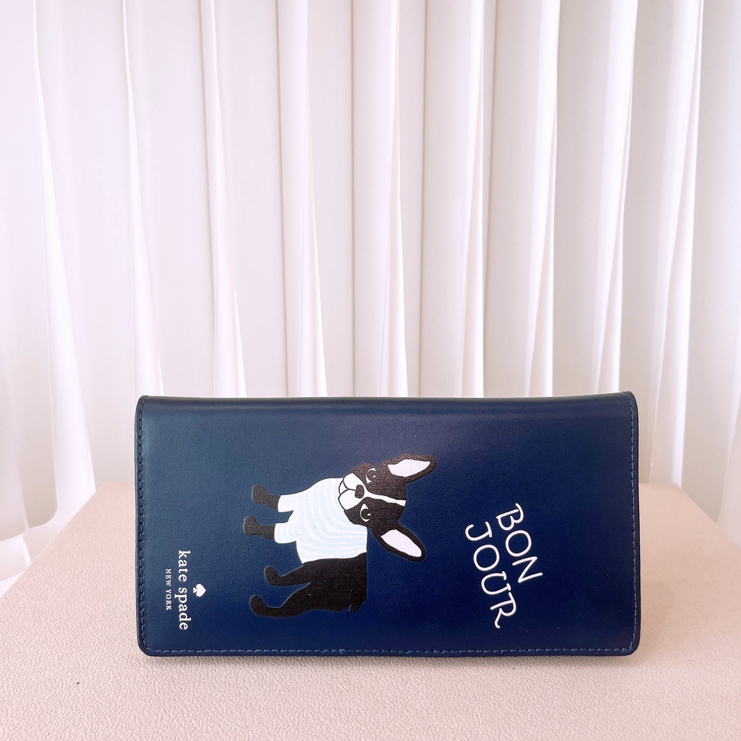 Kate Spade French Bulldog Long Wallet Navy