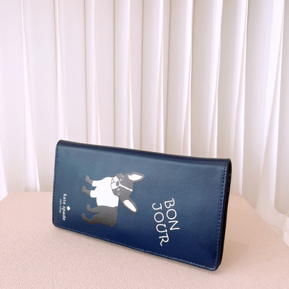 Kate Spade French Bulldog Long Wallet Navy