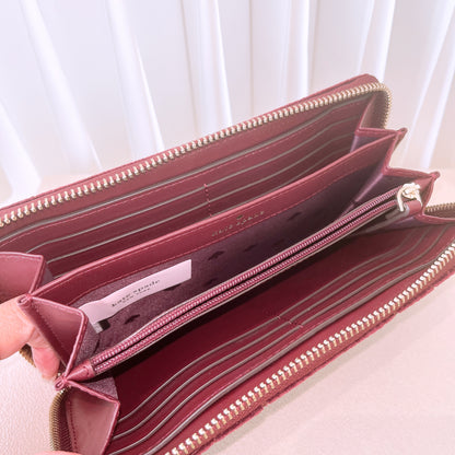 Kate spade Quilted Velvet Cherry Wood zip around long wallet