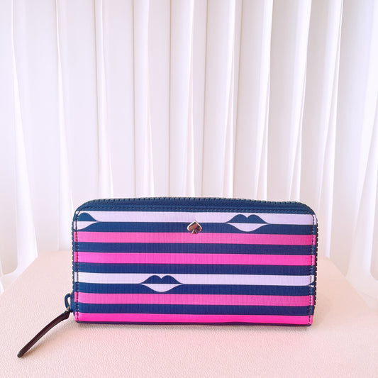 Kate Spade Jae Nylon Lip Print Multicolor Large Continental Wallet