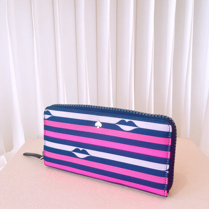 Kate Spade Jae Nylon Lip Print Multicolor Large Continental Wallet