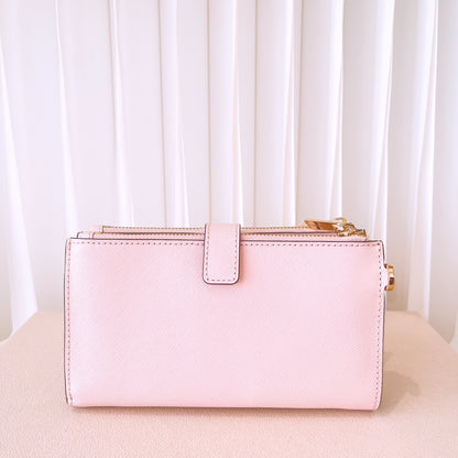Michael Kors Jet Set Travel Double Zip Saffiano Leather Wristlet Wallet Blossom