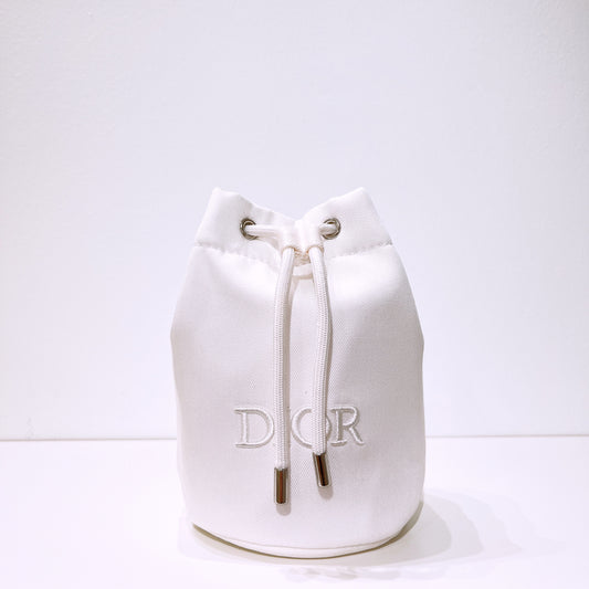 Dior White Drawstring Cosmetic Bag