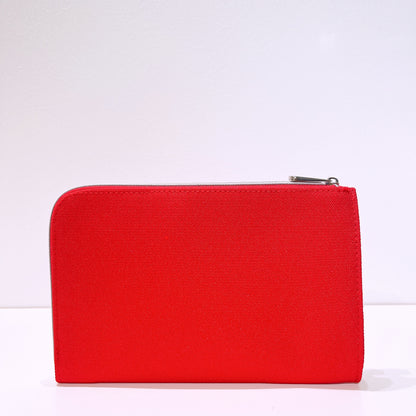 Dior Beauty Logo Red Canvas Corner Zipper Clutch