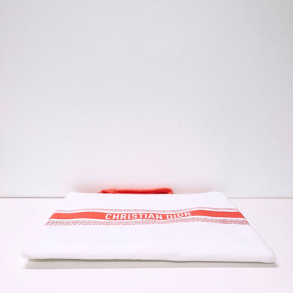 Dior Dioriviera White & Coral Terry Cloth Beach Pouch