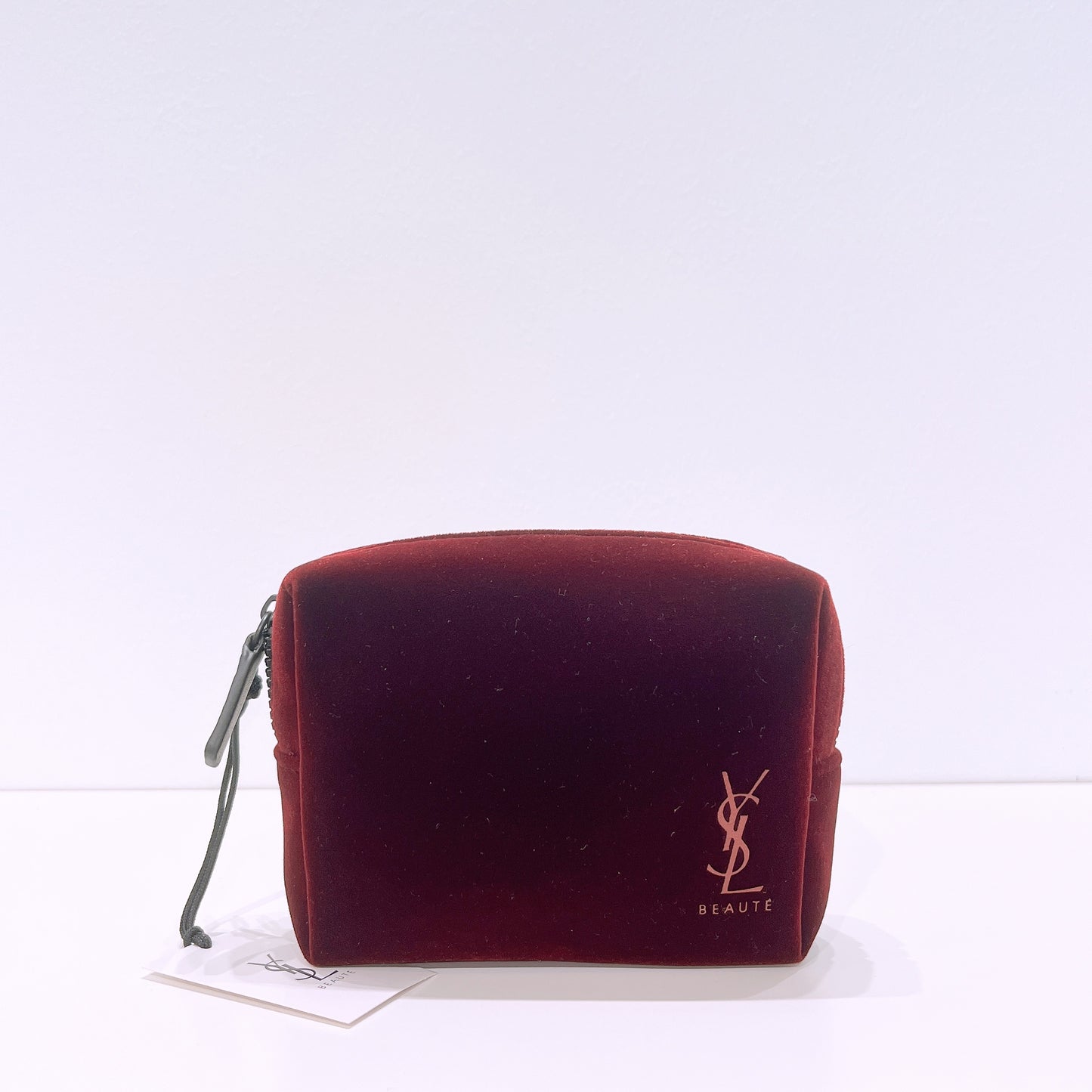 YSL Beaute Burgundy Velvet Small Makeup Bag