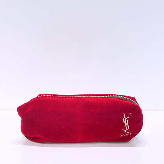 YSL Velvet Pouch Red with zipper