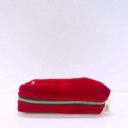 YSL Velvet Pouch Red with zipper