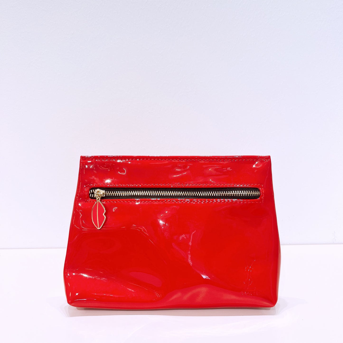 YSL Beauty Red Faux Patent Leather Makeup Cosmetics Pouch