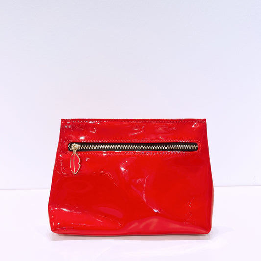 YSL Beauty Red Faux Patent Leather Makeup Cosmetics Pouch