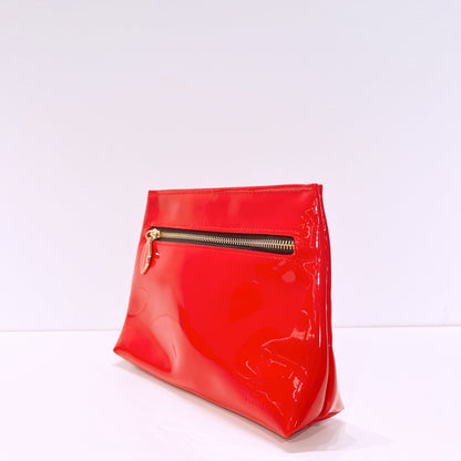 YSL Beauty Red Faux Patent Leather Makeup Cosmetics Pouch