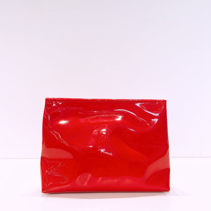 YSL Beauty Red Faux Patent Leather Makeup Cosmetics Pouch