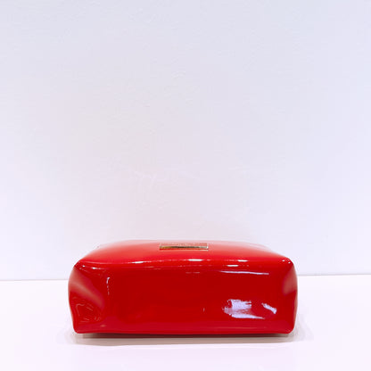 YSL Red Faux Patent Leather Beaute  Makeup Bag