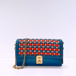 Coach Multicolor Woven Leather Hutton Clutch