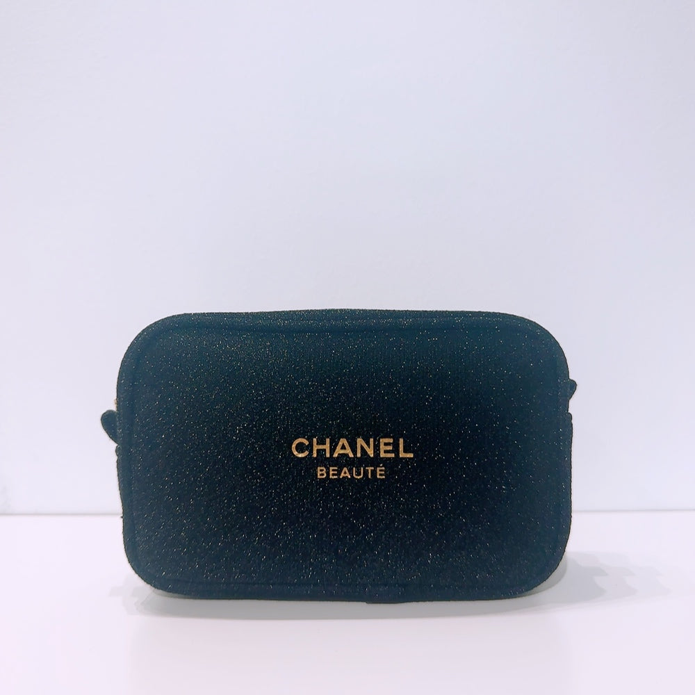 Chanel Beaute Black Glitter Makeup Pouch