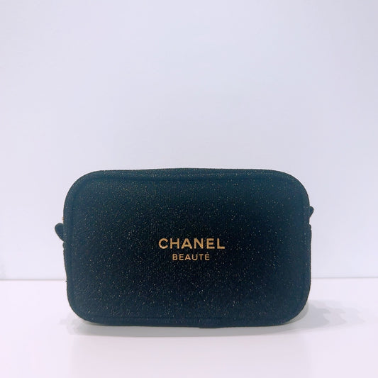 Chanel Beaute Black Glitter Makeup Pouch