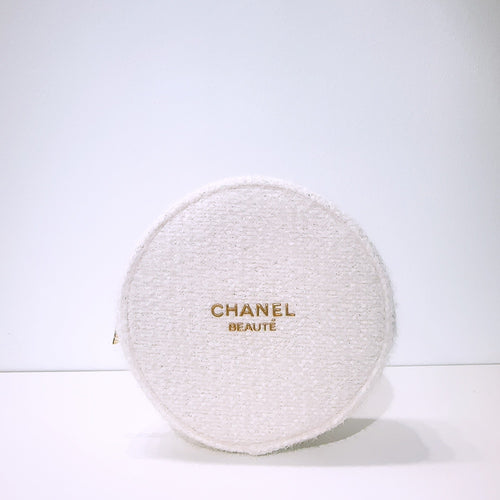 Chanel Beauty White Tweed Makeup Bag Pouch