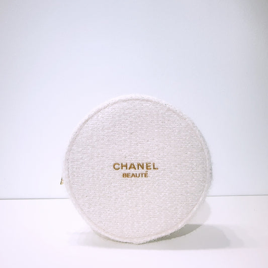 Chanel Beauty White Tweed Makeup Bag Pouch